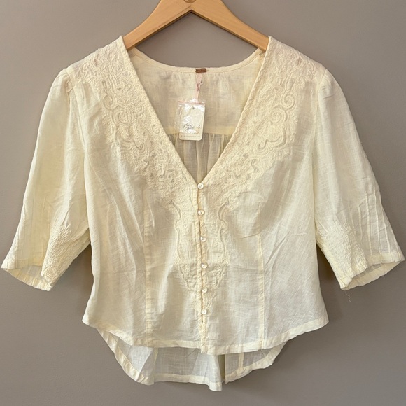 Free People Tops - SOLD/NOT FOR SALE Free People Laurie Embroidered Blouse Boho Small Victorian